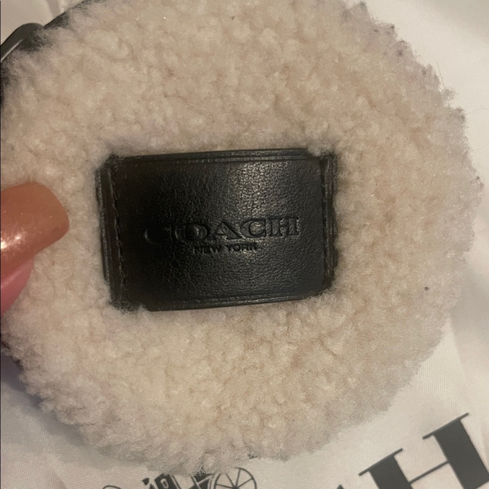 Coach Cream and Black Shearling Coin Purse